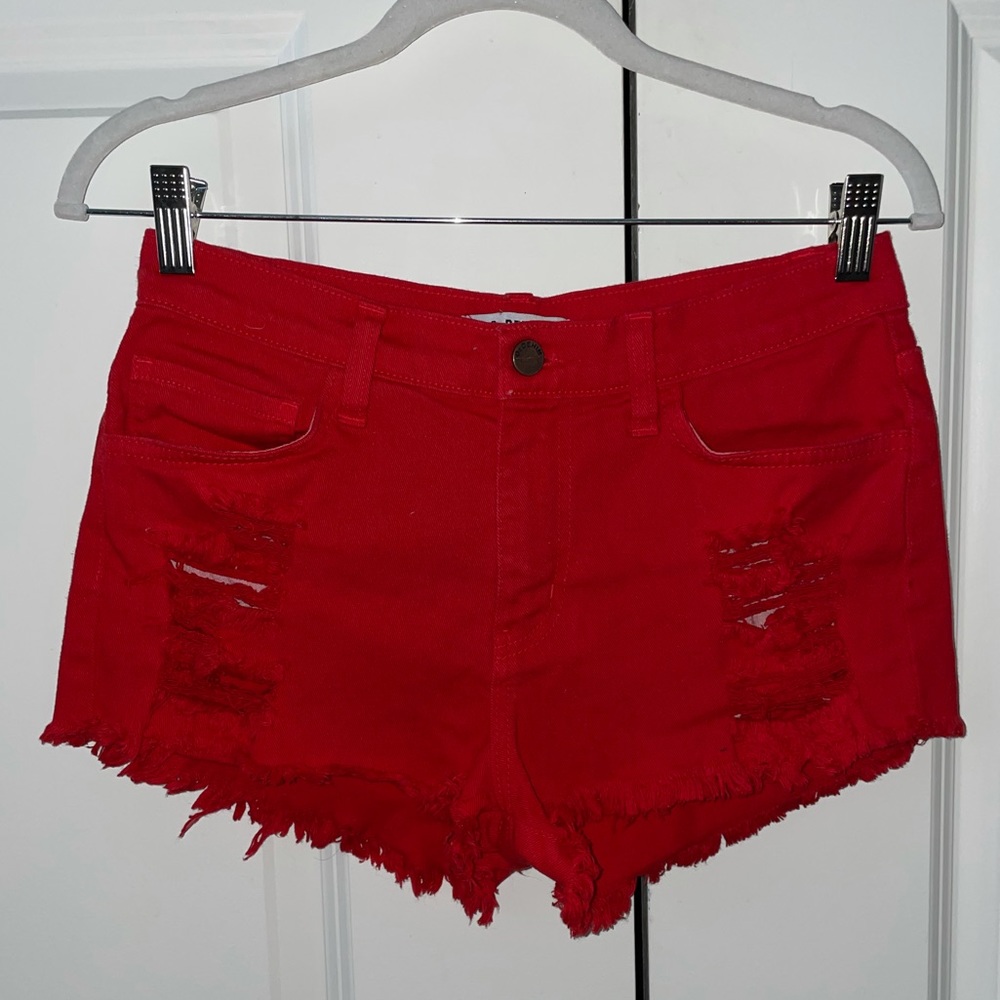 O2 Denim Jean shorts - red